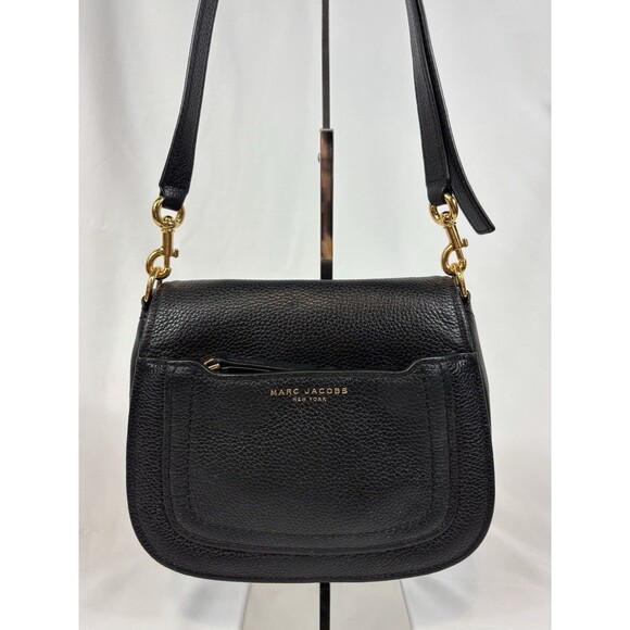 Marc Jacobs Empire City Crossbody Flap Shoulder Bag Black Leather - Picture 1 of 15